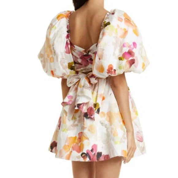 Aje Dassia Puff Sleeve Cotton Minidress In Desert Rose, SIZE 10 US. 0717 - Picture 4 of 8